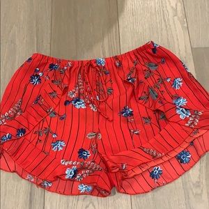 Red flattering summer flowy shorts